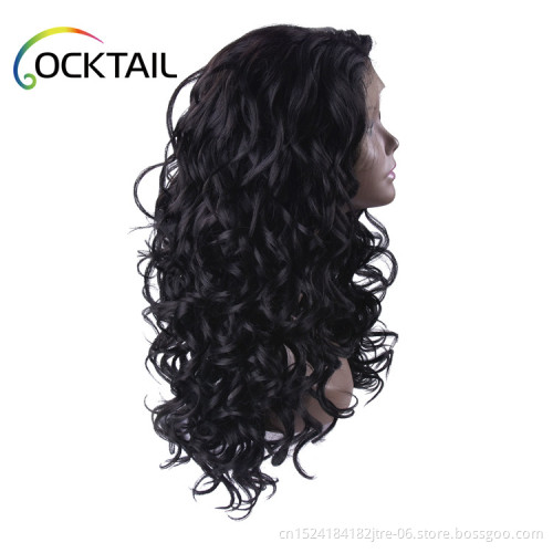 factory wholesale high temperature fiber loose curl synthetic lace front wig